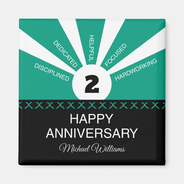 Imã Nome e ano personalizados, Aniversário do funcioná (Frente)