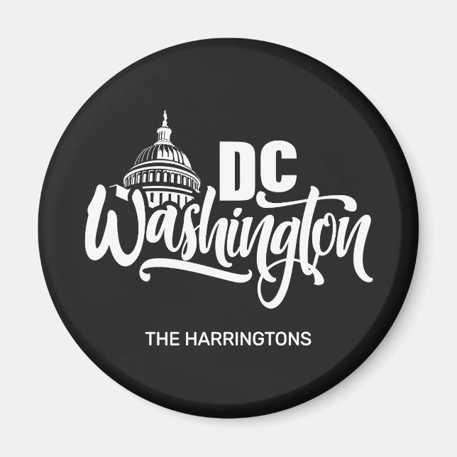 Imã Nome e Cor Personalizados Washington DC (Frente)
