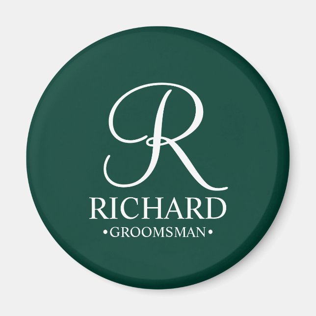 Imã Nome e monograma do Padrinho de casamento personal (Frente)