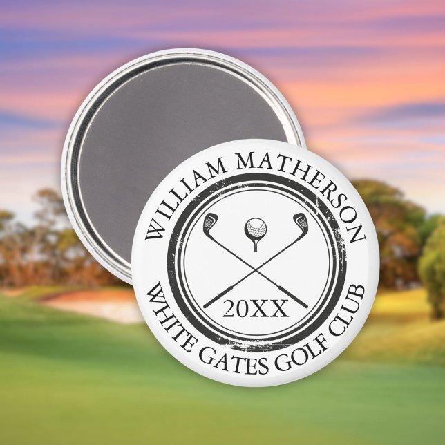 Imã Nome e nome do clube Data Preto e Branco (Name And Club Name Date Black and White Magnet)