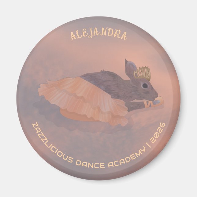 Imã Nome Estúdio Adorável Bailarina Coelho Ímã (Frente)