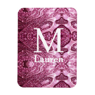 Ímã nome feminino monograma abstrato metálico rosa bri