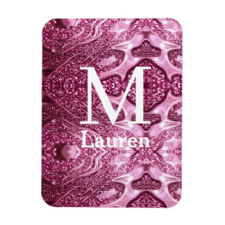 Ímã nome feminino monograma abstrato metálico rosa bri