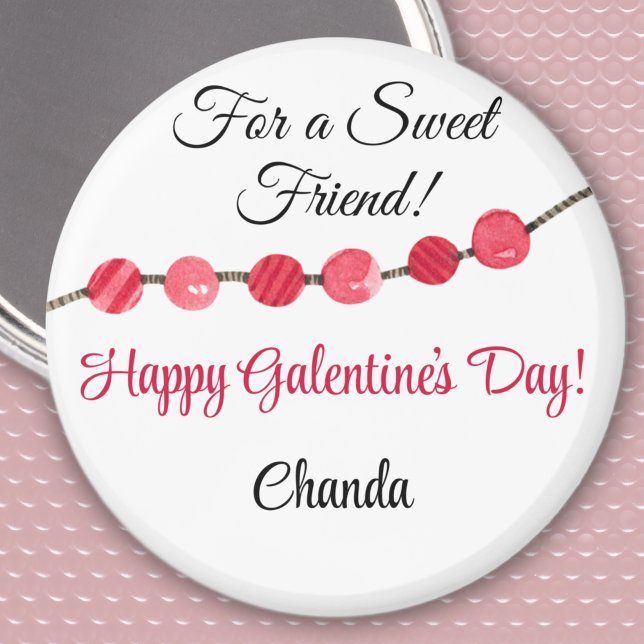 Imã Nome | Girly Happy Galentine's Day 2,25 in Round (Criador carregado)