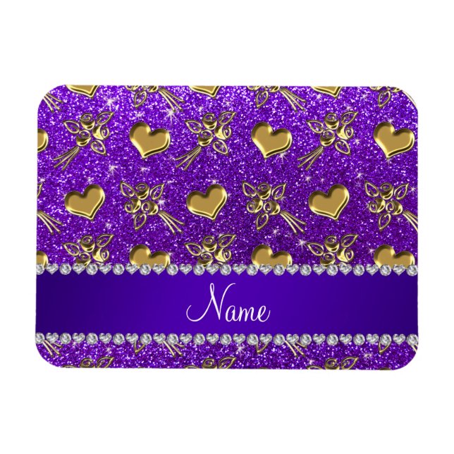 Ímã Nome indigo rosa de ouro roxo (Horizontal)
