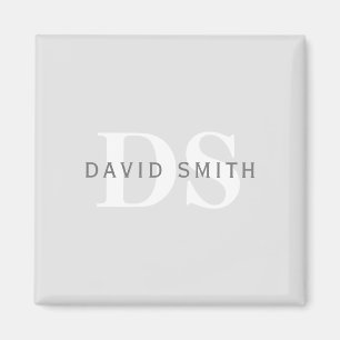 Imã Nome Moderno e Monograma   Cinzas claras e escuras