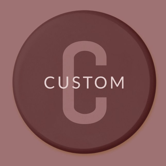 Imã Nome Monograma de aparência Moderna | Maroon Red (Criador carregado)