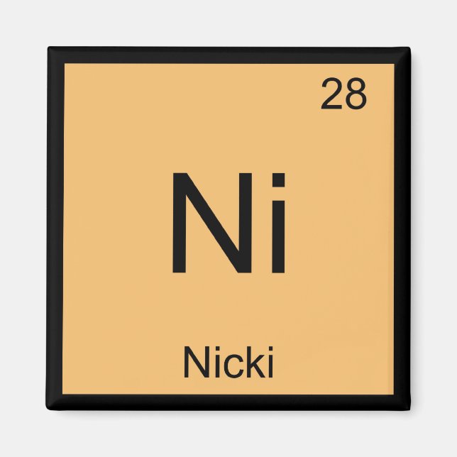 Imã Nome Nicki Elemento Químico Tabela Periódica (Frente)