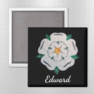 Imã Nome, Papel Quilled Yorkshire White Rose 2-in