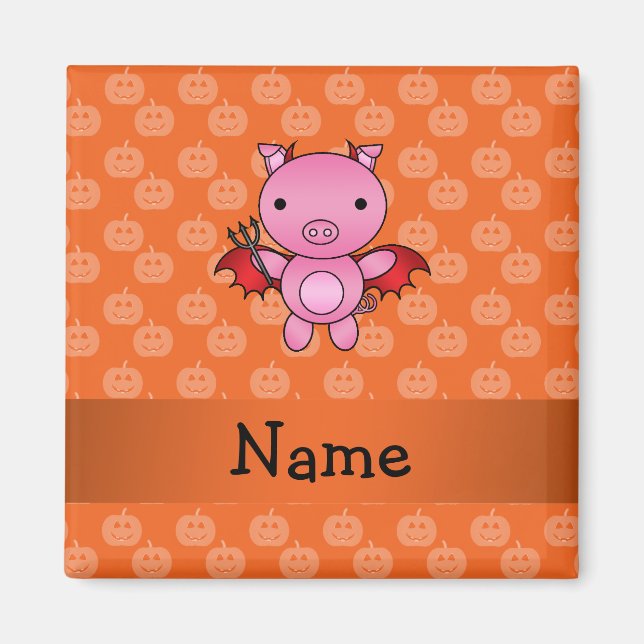 Imã Nome personalizado abóboras laranja do porco (Frente)