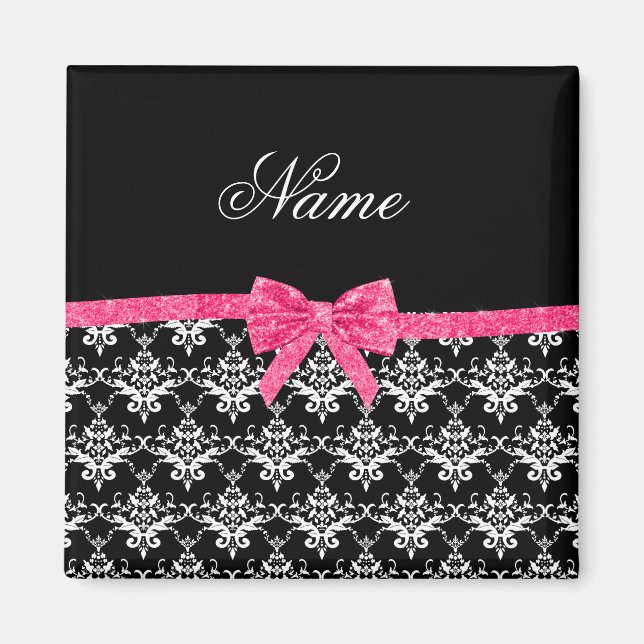 Imã Nome personalizado arco brilhante preto branco dam (Frente)