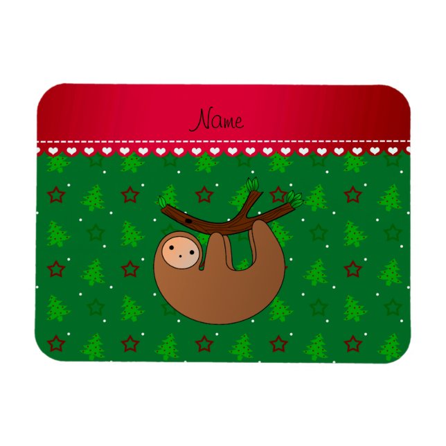 Ímã Nome personalizado árvores de natal verdes de preg (Horizontal)