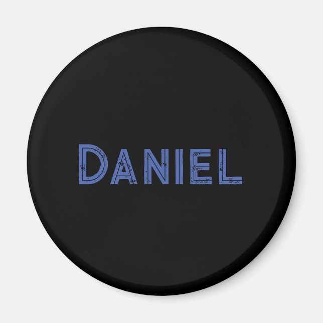 Imã Nome personalizado azul em preto (Frente)