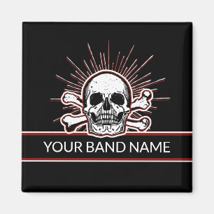 Imã Nome Personalizado Banda Ossos do Crânio Rock & R