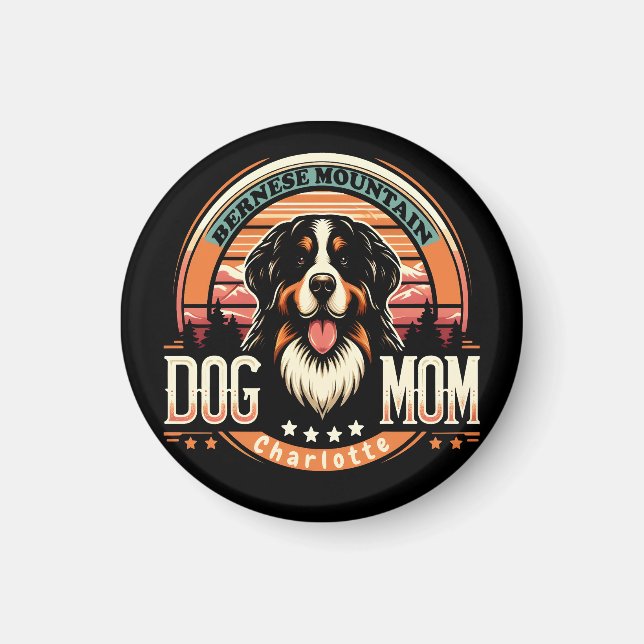 Imã Nome Personalizado Bernese Mountain Dog Mãe Vintag (Frente)