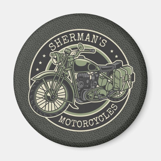 Imã NOME Personalizado Biker de Motocicletas Militar R (Frente)