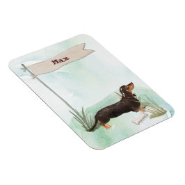 Ímã Nome personalizado Black & Tan Dachshund Pet Dog