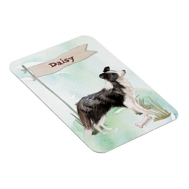 Ímã Nome Personalizado Border Collie Cão de Estimação (Lado Direito)
