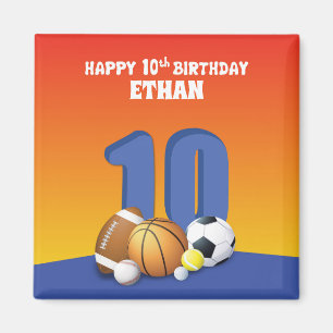 Imã Nome Personalizado Boy 10º Aniversário de Esport