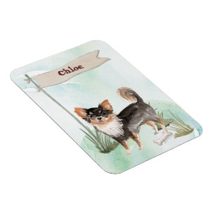 Ímã Nome Personalizado Cão-Pet Chihuahua de Longa Cabe