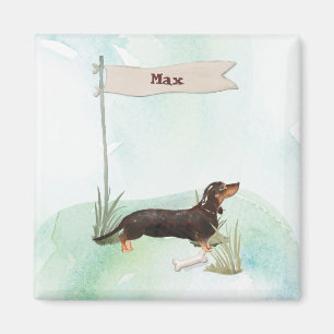 Imã Nome Personalizado Cão Pet Preto e Pet