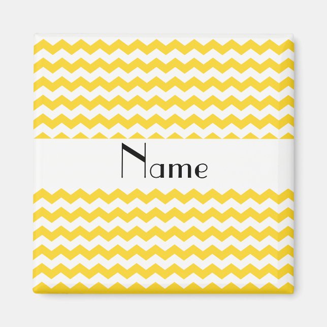 Imã Nome personalizado chevrons amarelos (Frente)