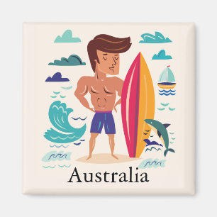 Imã Nome Personalizado da Austrália surf