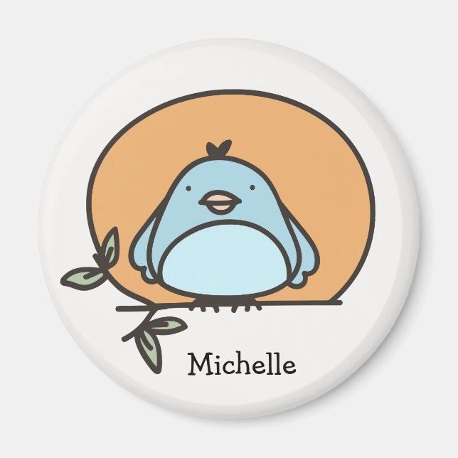Imã Nome Personalizado da Ilustração do Bluebird Gráfi (Frente)