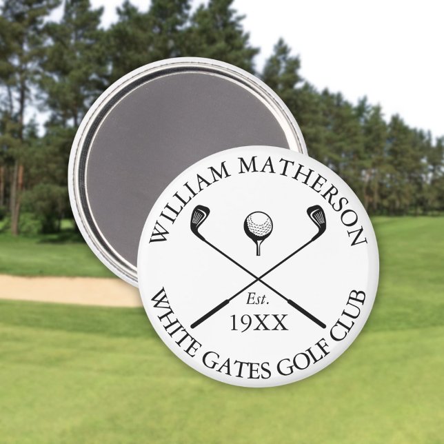 Imã Nome Personalizado de Clube de Golfe Clássico (Personalized Classic Golf Club Name Magnet)