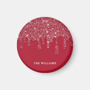 Imã Nome Personalizado de Drivers de Glitter Vermelho