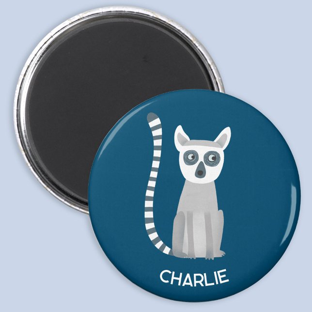 Imã Nome Personalizado de Limão Personalizado do Anel (Fun personalized name ring tailed lemur magnet)