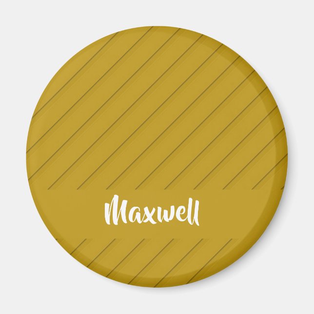 Imã Nome personalizado de plástico diagonal castanho t (Frente)