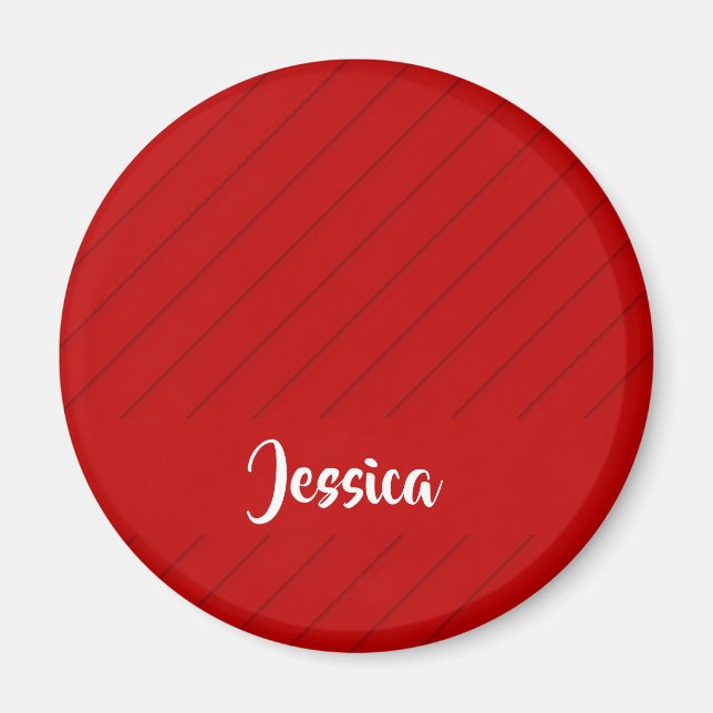 Imã Nome personalizado de plástico diagonal vermelho t (Frente)
