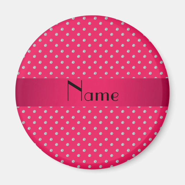 Imã Nome personalizado diamantes cor-de-rosa (Frente)