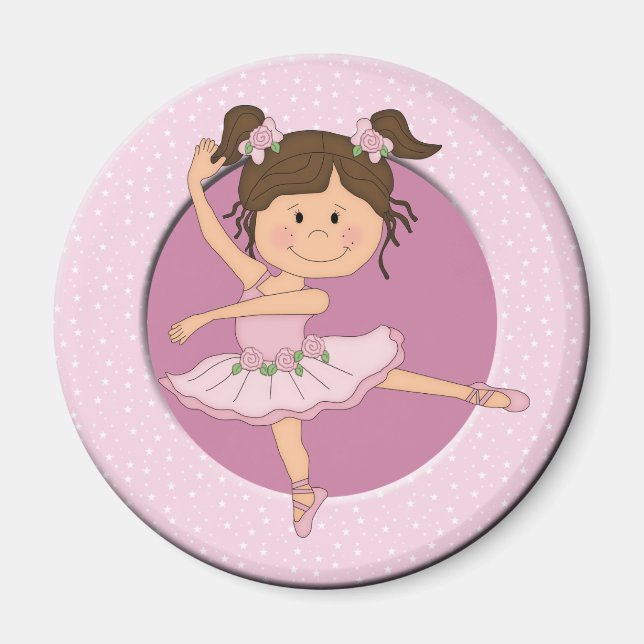 Imã Nome Personalizado do Ballerina Cor-de-Rosa Cor-de (Frente)