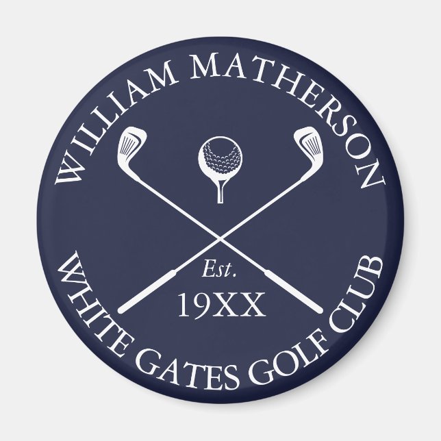 Imã Nome Personalizado do Clube de Golfe Clássico Azul (Frente)