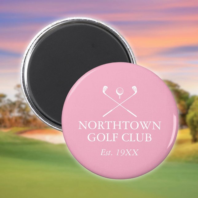Imã Nome Personalizado do Clube de Golfe Rosa (Personalized Golf Club Name Pink Magnet)