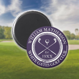 Imã Nome Personalizado do Clube de Golfe Roxo
