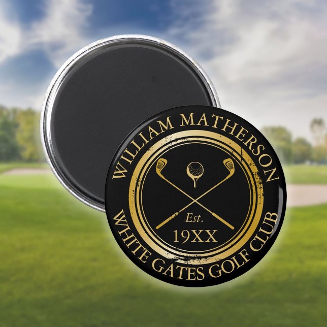 Imã Nome Personalizado do Clube de Golfe Selo Retro Pr (Criador carregado)