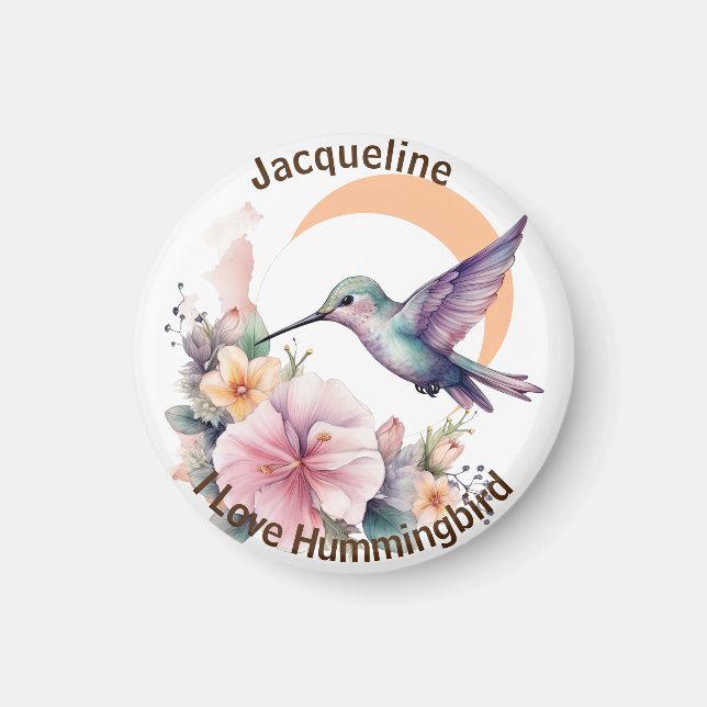 Imã Nome Personalizado Do Hummingbird Com A Sua Própri (Frente)
