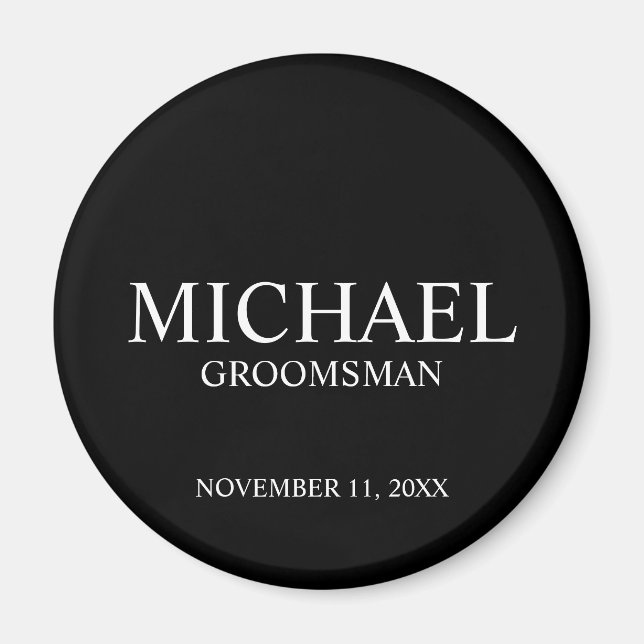 Imã Nome Personalizado do Padrinho e Monograma Preto (Frente)