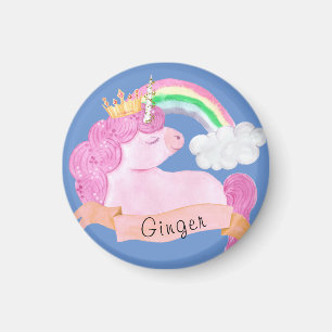 Imã Nome Personalizado do 🌈 Rainbow Unicorn