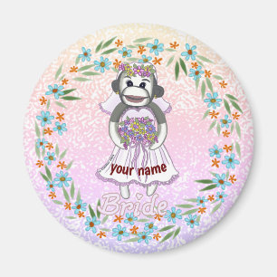 Imã Nome personalizado do Sock Monkey Brit