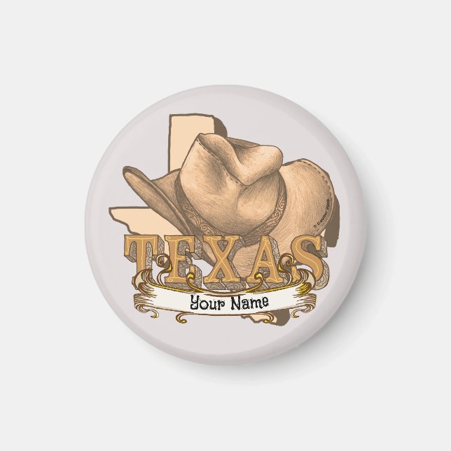 Imã Nome personalizado do Texas Cowboy (Frente)