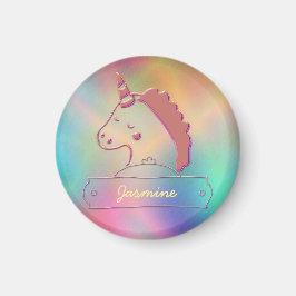 Imã Nome Personalizado do Unicorn 3D Holográfico