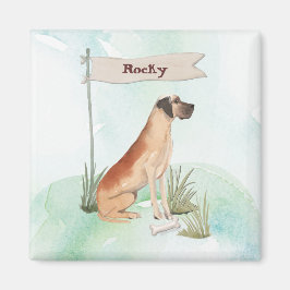 Imã Nome Personalizado Dogue Alemão Pet Cachorro