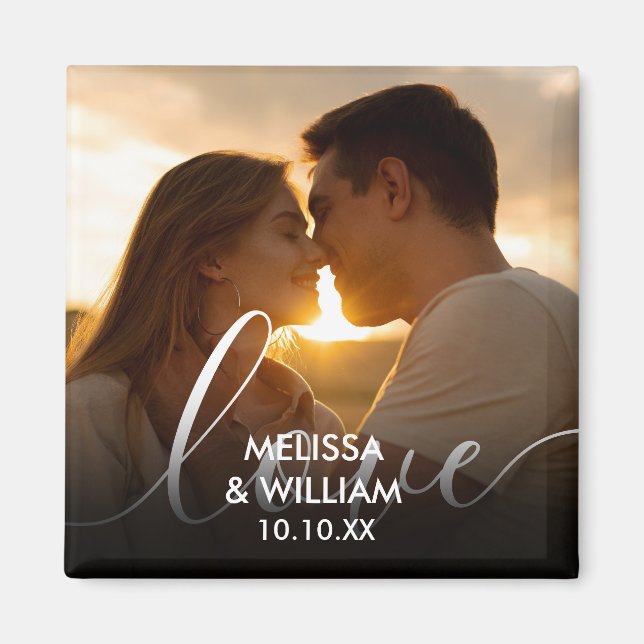 Imã Nome Personalizado e Data Foto (Frente)