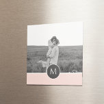 Imã Nome personalizado e foto minimalista cor-de-rosa<br><div class="desc">Nome personalizado e foto minimalista cor-de-rosa pastel</div>