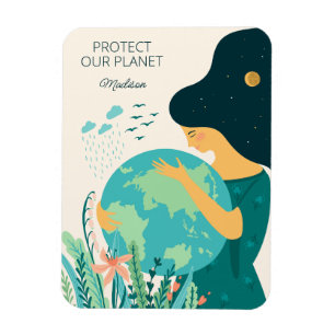 Ímã Nome Personalizado e Planeta de Texto Terra Mãe