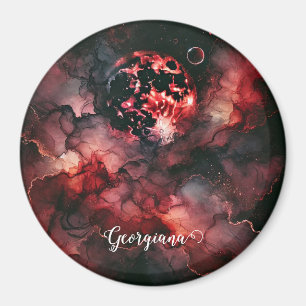 Imã Nome Personalizado Eerie Blood Moon Halloween Tint